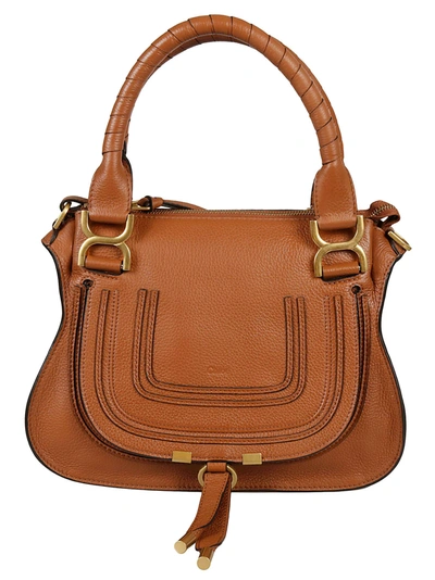 Shop Chloé Marcie Small Double Carry Tote In Tam