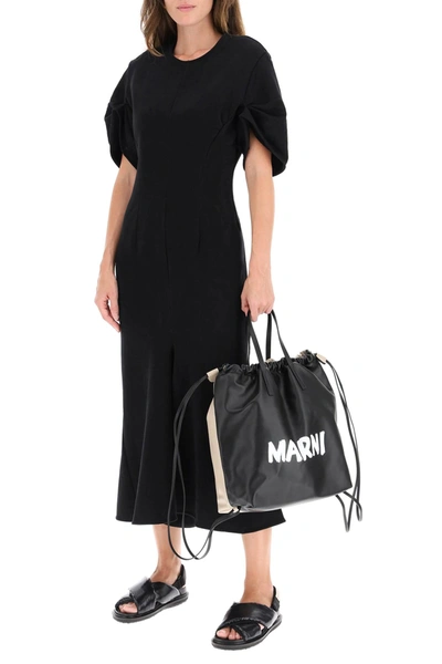 Shop Marni Fleece Midi Dress In Black