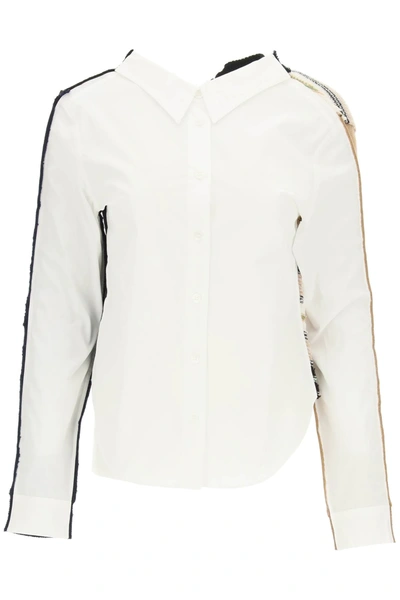 Shop Marni Hybrid Cardigan In White,black,brown