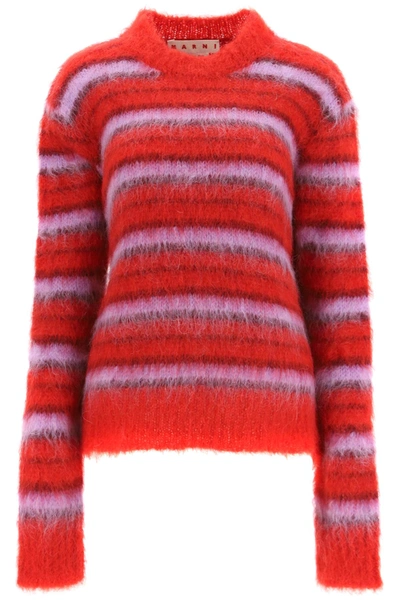 Shop Marni Mohair Sweater In Red,purple