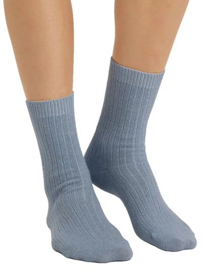 Shop Hanro Luxurious Crew Socks In Clematis Blue