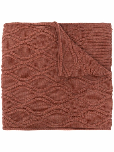 Shop Lardini Honeycomb Knitted Scarf In Brown
