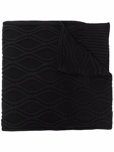 Shop Lardini Honeycomb Knitted Scarf In Black