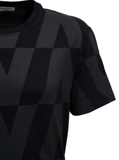 Shop Valentino Macro Optical Black Jersey T-shirt