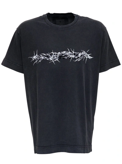 Shop Givenchy Black Oversize Cotton T-shirt With Print