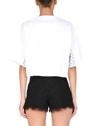 Shop Red Valentino T-shirt With Tulle Point D'esprit In White