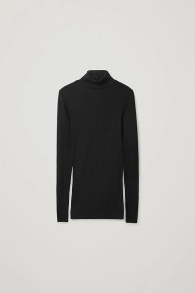 Shop Cos Merino Wool Turtleneck Top In Black