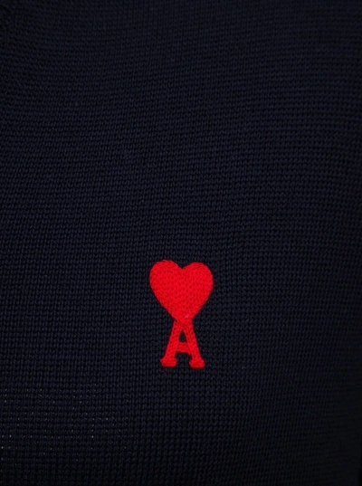 Shop Ami Alexandre Mattiussi Blue Wool Sweater With Logo