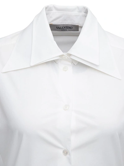 Shop Valentino White Cotton Poplin Shirt With Double Classic Collar