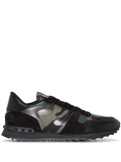 Shop Valentino Rockrunner Camouflage Low-top Sneakers In Black