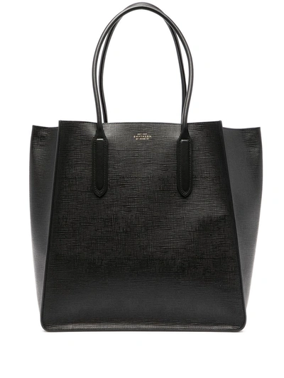 Shop Smythson Panama Snap Tote Bag In Black