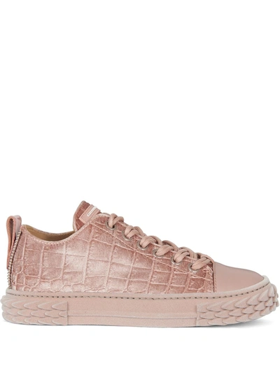 Shop Giuseppe Zanotti Blabber Velvet Low-top Sneakers In Pink