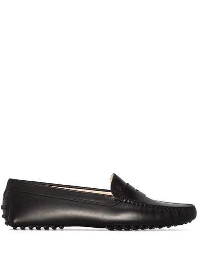 Shop Tod's Gommino Round Toe Moccasins In Black