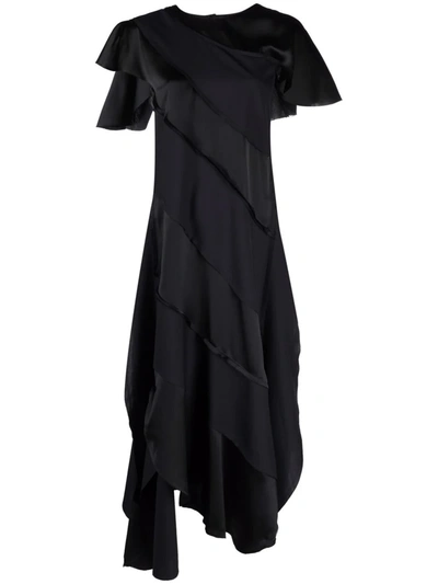 Shop Plan C Asymmetric Panelled Dress In Black