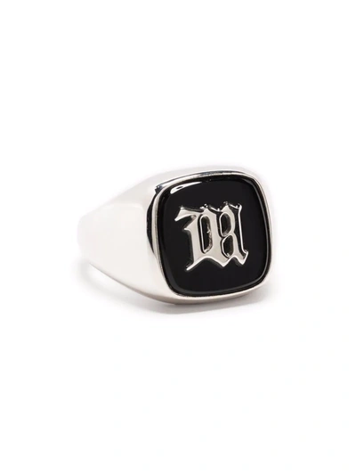 Shop Misbhv Monogram-detail Enamel Ring In Silver