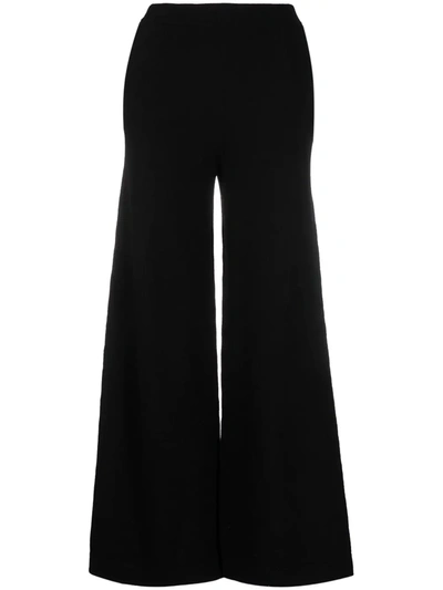 Shop Oyuna Wide-leg Knitted Trousers In Black