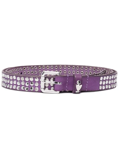 Shop Htc Los Angeles Studded Buckle Leather Belt In Purple