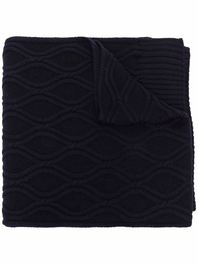 Shop Lardini Honeycomb Knitted Scarf In Blue