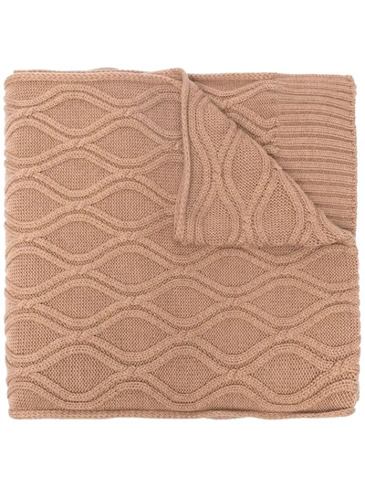 Shop Lardini Honeycomb Knitted Scarf In Neutrals