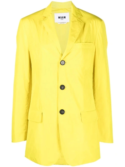 Shop Msgm Single-breasted Blazer In Yellow