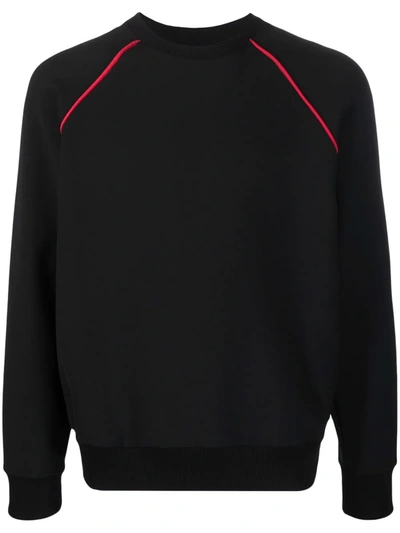 Shop Alchemy Contrast-stitch Raglan Sweatshirt In Black