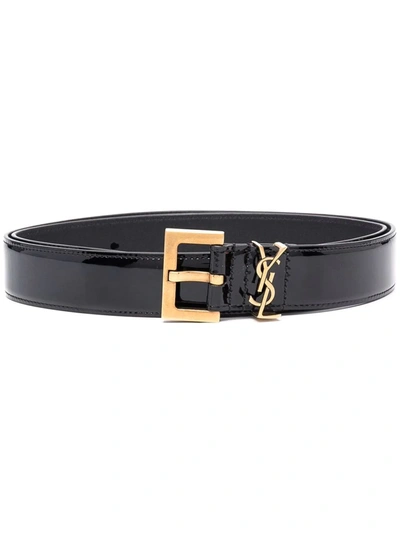 Saint Laurent Ysl Plaque Buckle Belt In Black, ModeSens