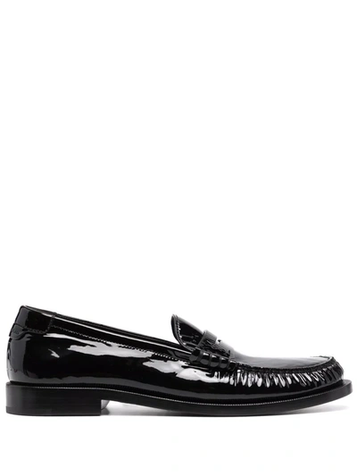 Shop Saint Laurent 15 Leather Loafers In Black