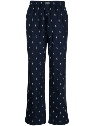 Shop Polo Ralph Lauren Polo Pony-print Pajama Trousers In Blau
