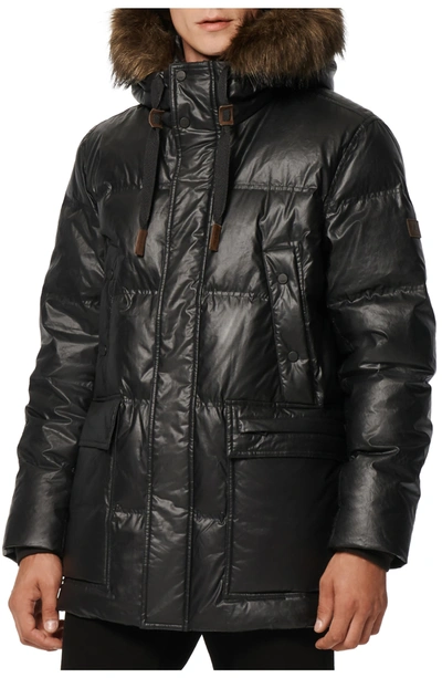 Shop Andrew Marc Galveston Faux Fur Trim Quilted Down Coat In Black