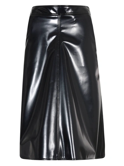 Shop Moncler Genius Rear Zip Shiny Skirt In Black