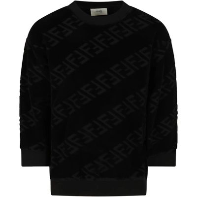 Shop Fendi Black Sweatshirt For Kids With Doubles Ff