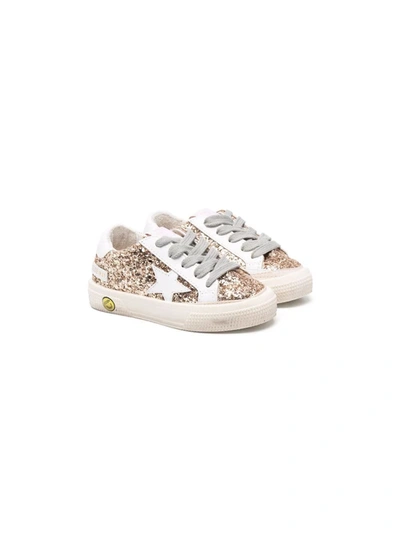 Shop Golden Goose Kids Gold Glittered Super-star Sneakers With White Star In Gold/white