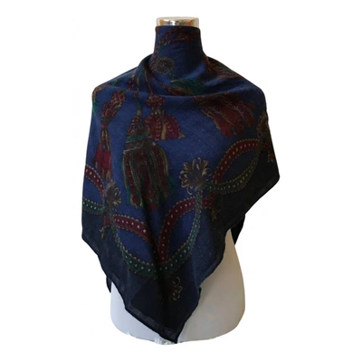 Pre-owned Lancel Wool Silk Handkerchief In Blue