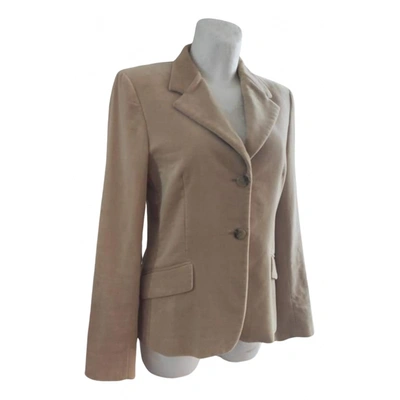 Pre-owned Max Mara Velvet Blazer In Beige