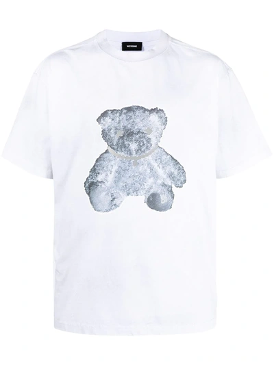 Shop We11 Done Negative Teddy Print T-shirt In 白色