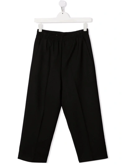 Shop Mm6 Maison Margiela Teen Elasticated Smart Trousers In 黑色