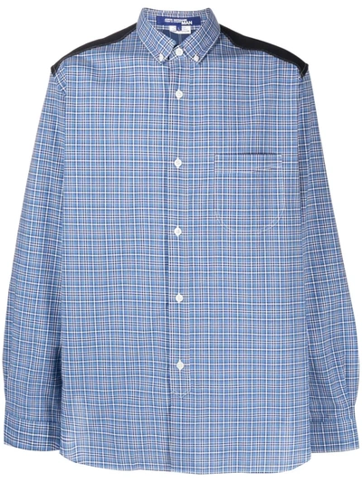 Shop Junya Watanabe Mix Fabric Shirt In 蓝色