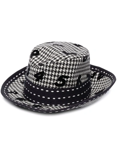 Shop Moschino Houndstooth-pattern Numbers Fedora Hat In 黑色