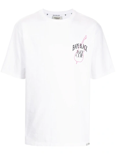 Shop Bape Black *a Bathing Ape® Logo Crew-neck T-shirt In 白色
