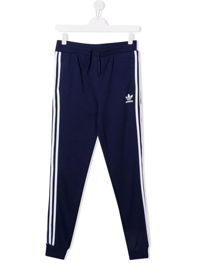 Shop Adidas Originals Logo-print Leg Track Pants In 蓝色