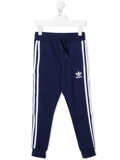 Shop Adidas Originals Logo-print Leg Track Pants In 蓝色