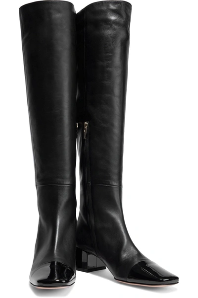 Shop Gianvito Rossi Watts 45 Smooth And Patent-leather Knee Boots In Black