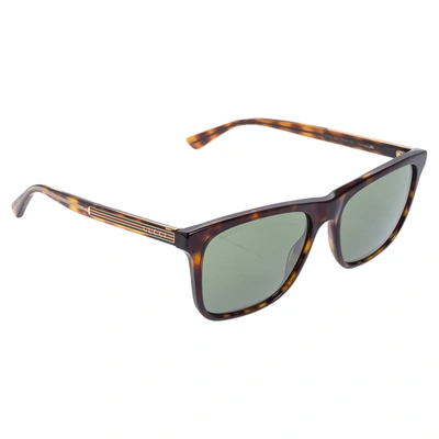 Pre-owned Gucci Green/tortoise Acetate Gg0381s Wayfarer Sunglasses
