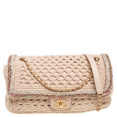 Chanel 17C Crochet Braided Cayo Coco Medium Flap Bag