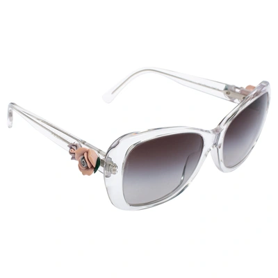 Pre-owned Dolce & Gabbana Floral Embellished/ Grey Gradient Dg4184 Square Sunglasses