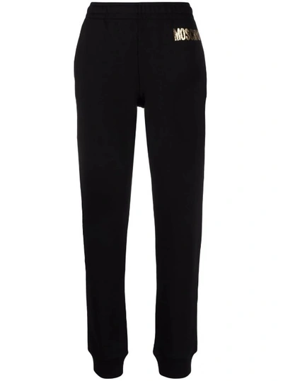 Shop Moschino Logo-print Track Trousers In Black