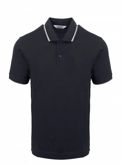 Shop Z Zegna Stripe Detail Polo Shirt In Black