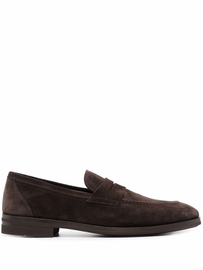 Shop Henderson Baracco Suede Slip-on Loafers In Brown
