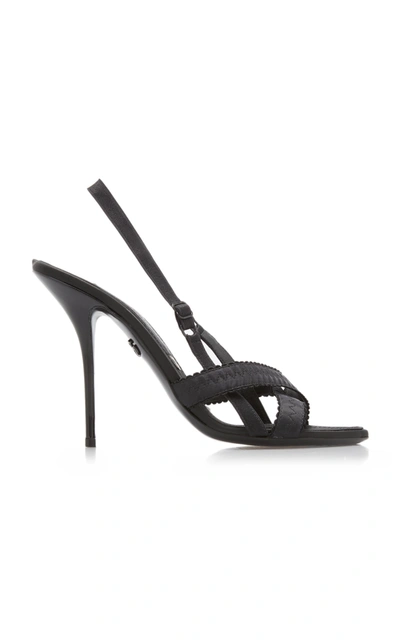 Shop Dolce & Gabbana Keira Slingback Satin Sandals In Black