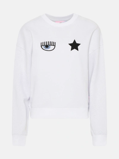 Shop Chiara Ferragni White Cotton Eyestar Sweatshirt
